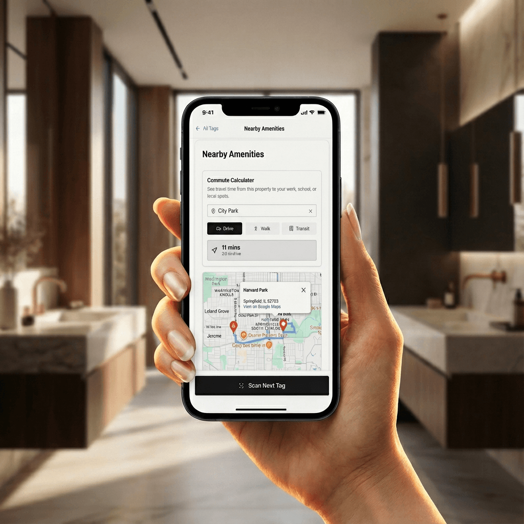 Buyer scanning QR tag with smartphone